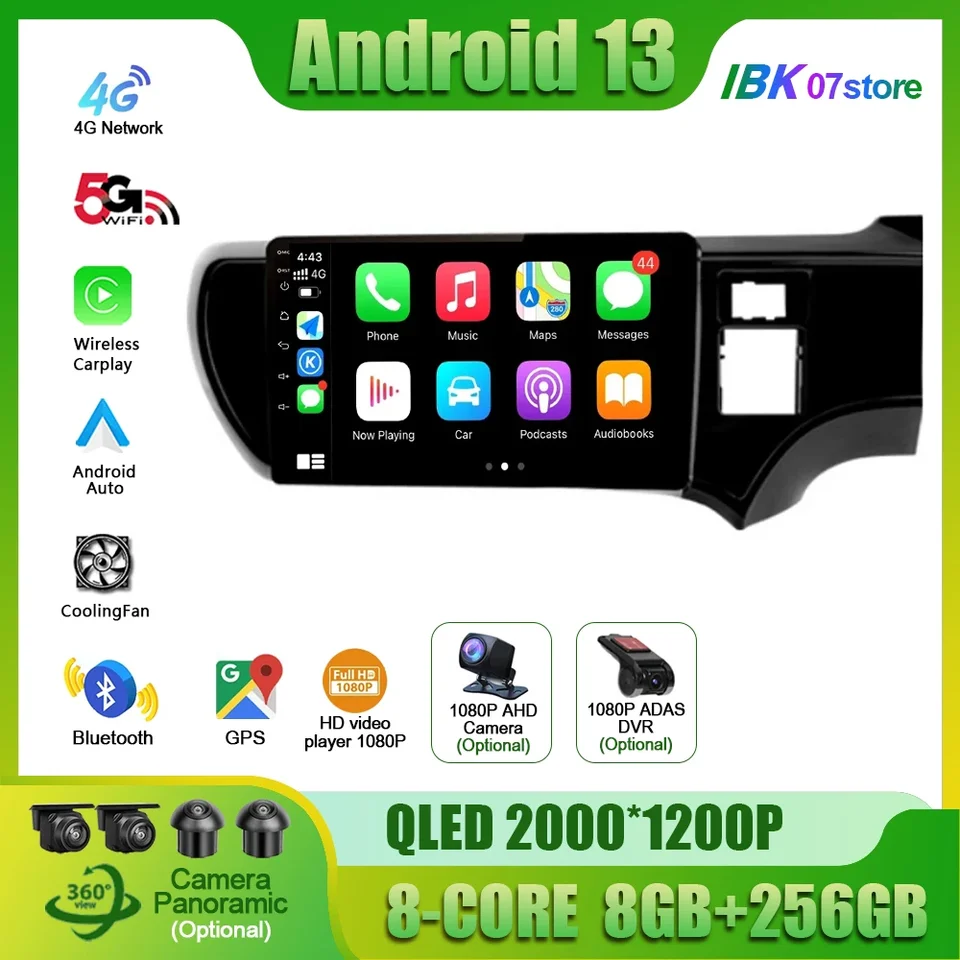 Automobilové rádiové multimediálne GPS pre Toyota Aqua 2011-2017 Android 13 Navigation Wireless Wireless Stereo Head Unit Screen 2Din
