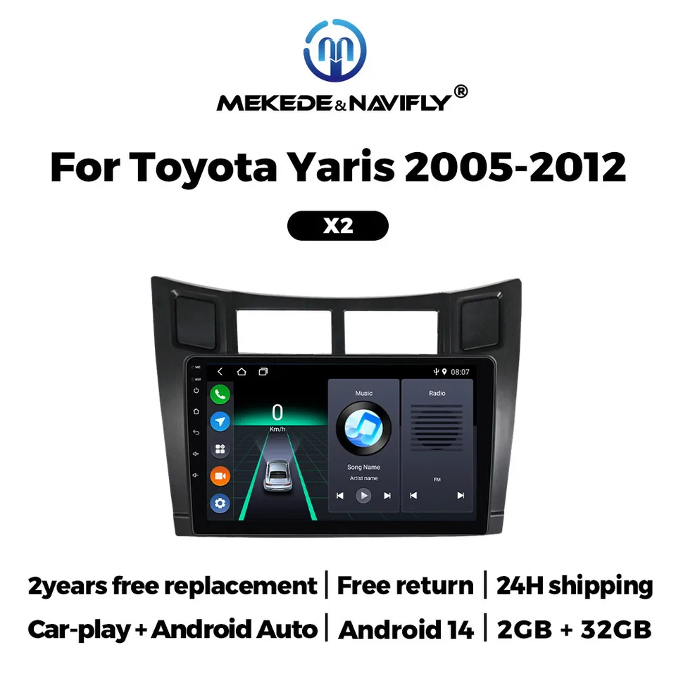 Automobilové stereo rádio pre Toyota Yaris 2005-2012 Navigation GPS 2 DIN Wireless CarPlay Android Auto Car Multimedia MP5 Video Player