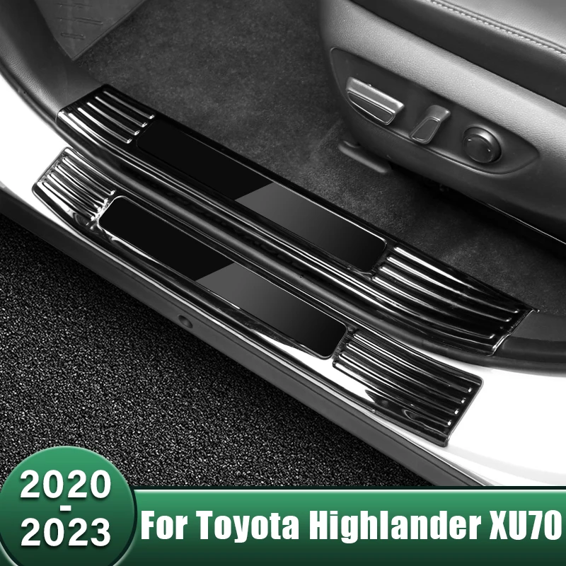 Automobilové uvítacie dvere prahy Sills Scuff Plate Pedal Guards Guards Protector Sticker pre Toyota Highlander Xu70 Kluger 2020 2021 2022 2023 Hybrid