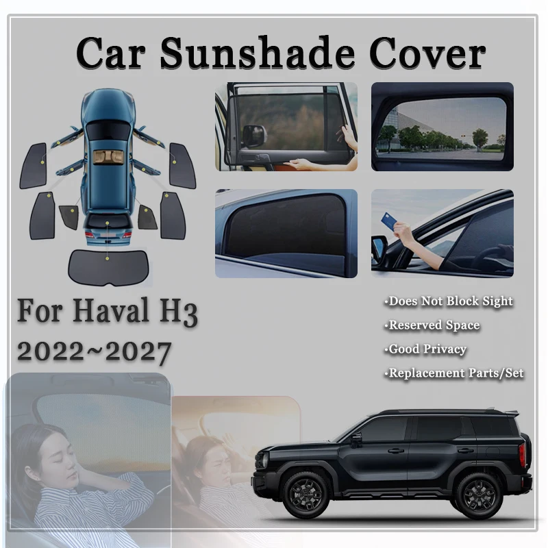 Automobilové vankúšiky pre Haval H3 Cool Dog 2022 ~ 2026 Anti-UV Magnetické slnečné tieňové priezory Venky okna Činné sklo záclonové príslušenstvo