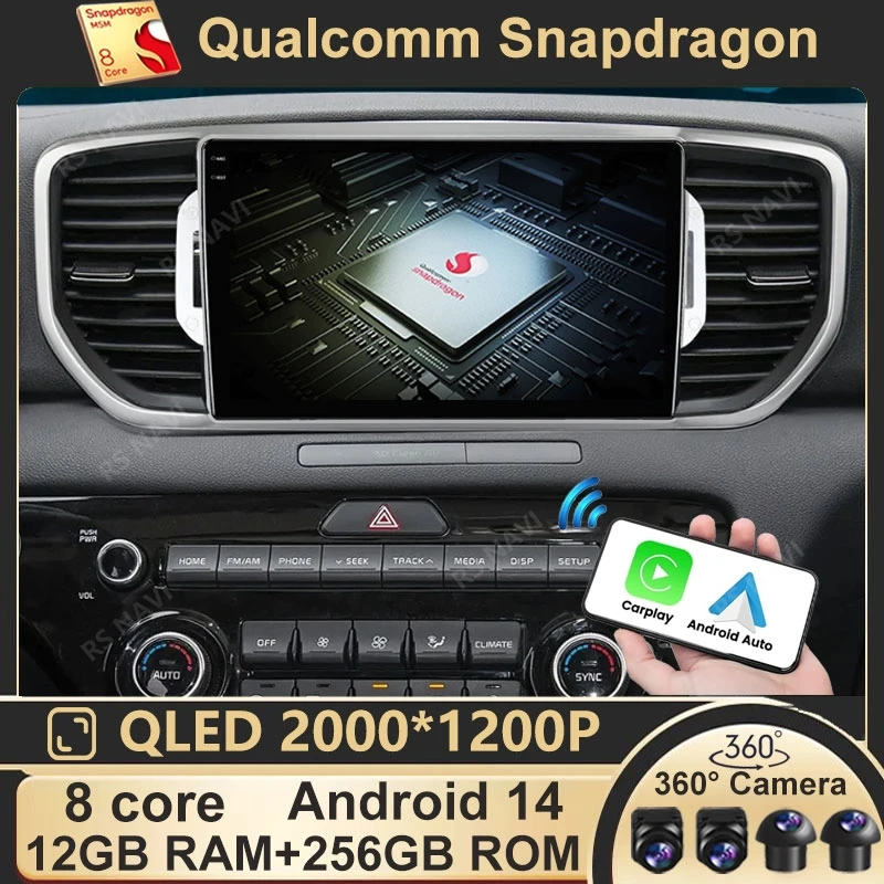 Automobilové video Multimedia Player 9 palcov pre Kia Sportage 4 QL 2016 2017 2018 Android 14 WiFi 1280*720p dotyková obrazovka 4G CarPlay 4G CARPLAY