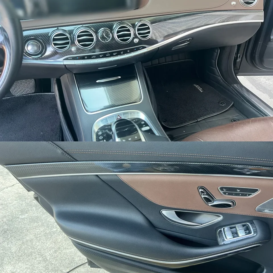 Automobilové vozidlo Carbon Fiber Car Interiér Center Console Zmeniť nálepky nálepky pre nálepky pre Mercedes Benz E trieda W222 2014-20