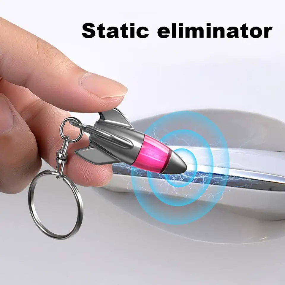 Automobilový eliminátor prepustenie prívesku Keychain Nový konštrukcia rakety Ant-Statické zariadenie pre rukoväť kovových dverí automobilu