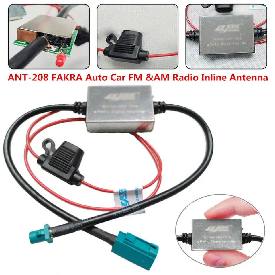 Automobilový inline anténny signál Booster FM & AM CC 12/24V 70-110MA 88-108 MHz ANT-208FAKRA AERIALS VÝSTAVY VONKAJÚCEH