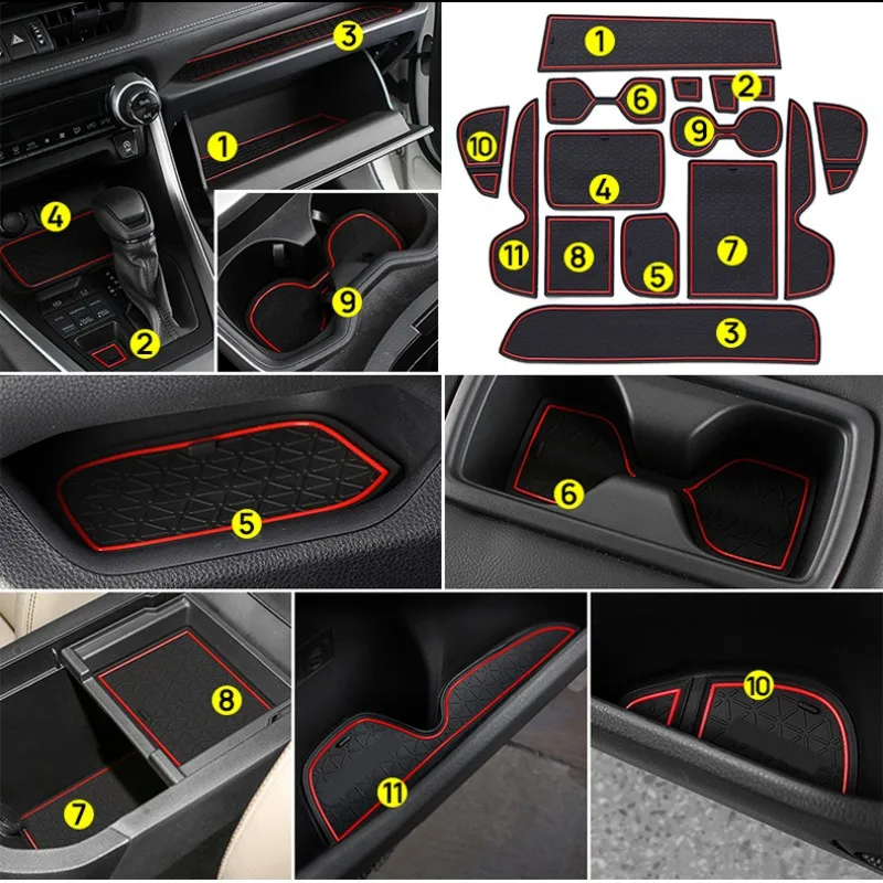 Automobilový interiér nekĺzavá mata do dverí Groove Pad Pad Gate Slot Accessories pre Toyota RAV4 XA50 2019 2020 2021 2022 2023 RAV 4 Hybrid