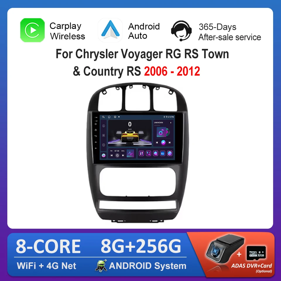 Automobilový multimediálny hráč Android OS pre Chrysler Voyager RG RS Town & Country Rs 2006 - 2012 CARPLAY DSP Stereo 4G GPS NAVI