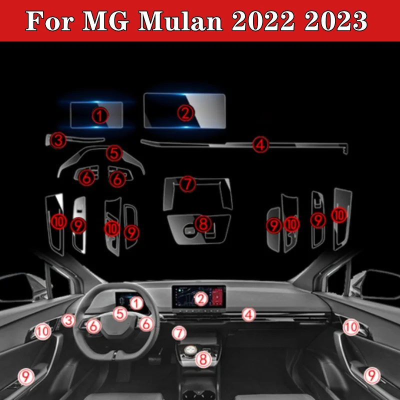 Automobilový navigácia automobilu Interiérový interiérový filmový film TPU Anti-Scratch Sticker pre Mg Mulan Mg4 2022 2023