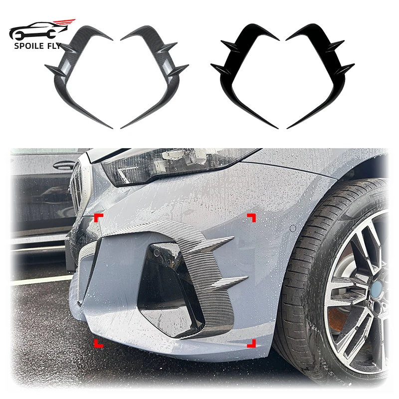 Automobilový nárazník Strana splitter Canard Air Blade Body Kit Glosy Black Carbon Look For BMW 5 SEERIES G60 M SPORT 2024+
