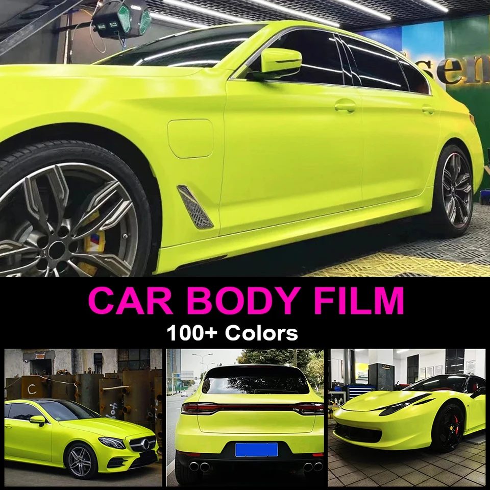 Automobilový vinylový film Matte kovová žltá zelená vysoko kvalitná domáce zviera odolné základné kryt
