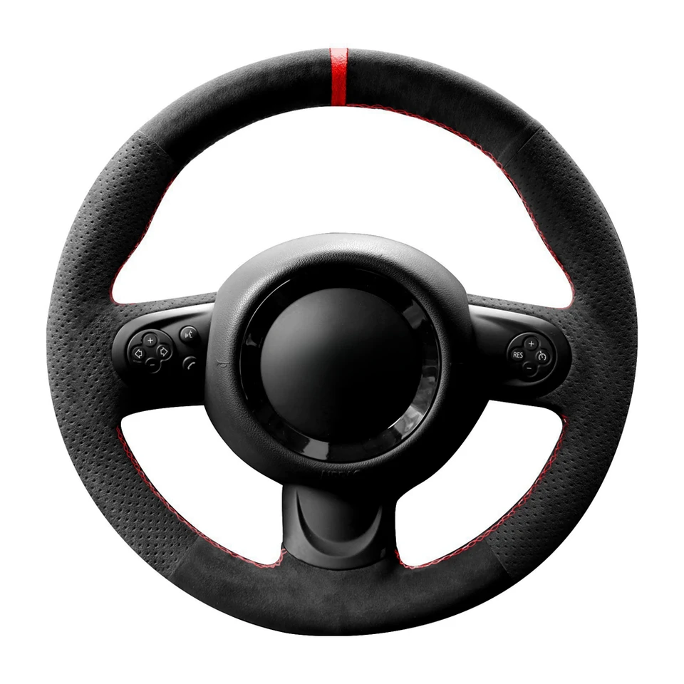 Automobilový volant Cop Braid Craid DIY ručne šité čierne pohodlné semiš pre mini Cooper/Cooper s