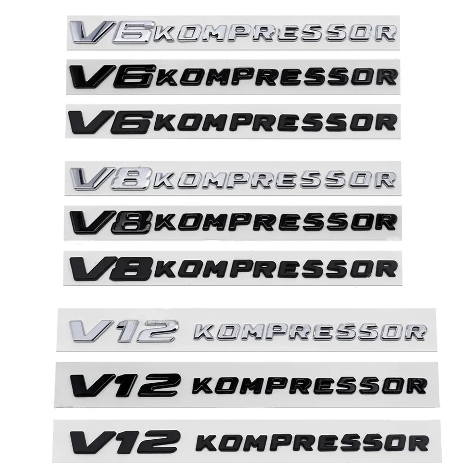 Automobilový zadný chvost odznak pre V6 V8 V12 KOMPRESSOR STACKER pre Mercedes Benz W212 W213 W204 W205 W168 W176 CLK GLA G500
