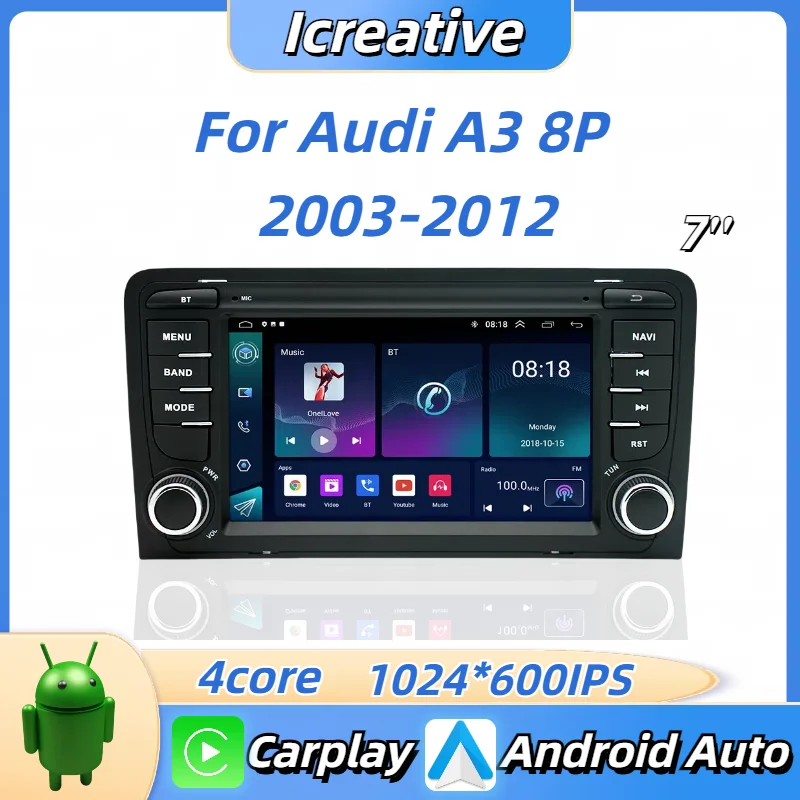 AUTOMÁRNE A Android pre Audi A3 8p 2003-2012 CarPlay Multimedia Vedio Player 2Din Autoaudio Intelligent Head Unit Navigation GPS navigáciu