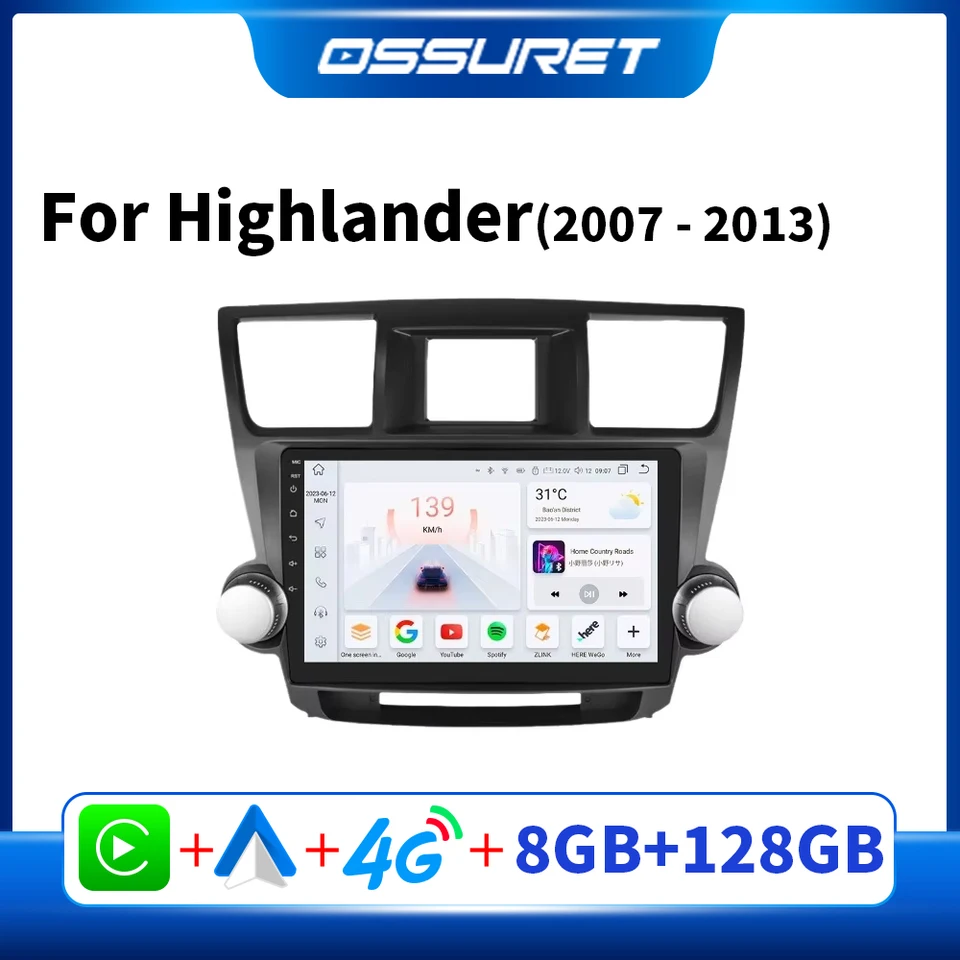 AUTOMÁRNE A Android pre Toyota Highlander 2 XU40 2007-2013 Android Auto Stereo CarPlay Multimedia Player Intelligent Audio GPS