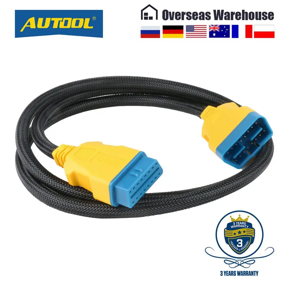 Autool 150 cm CAR OBD II OBD2 16 PIN MESE ANDENTY predlžovacieho káblového vozidla Diagnostický adaptér kábla pre Pro3/Launch/ELM327