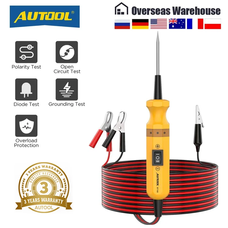 Autool BT160 Circuit Tester Tester Power sonda Diagnostický nástroj Diagnostický nástroj Elektrické napätie Integrovaný skener pre 12 V CAR 24V Heavy Truck Truck