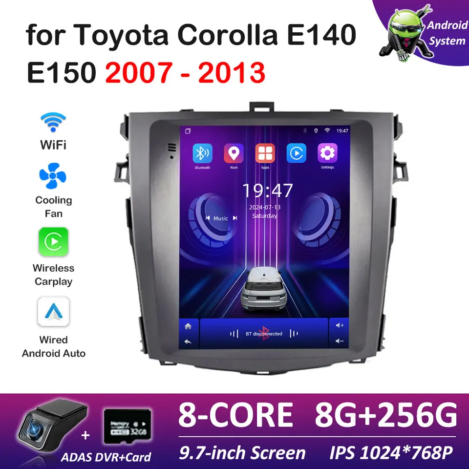 Autoradio DSP Stereo Car Video pre Toyota Corolla E140 E150 2007 2008 2009 2010 - 2013 Radio Player Android Smart System No 2Din