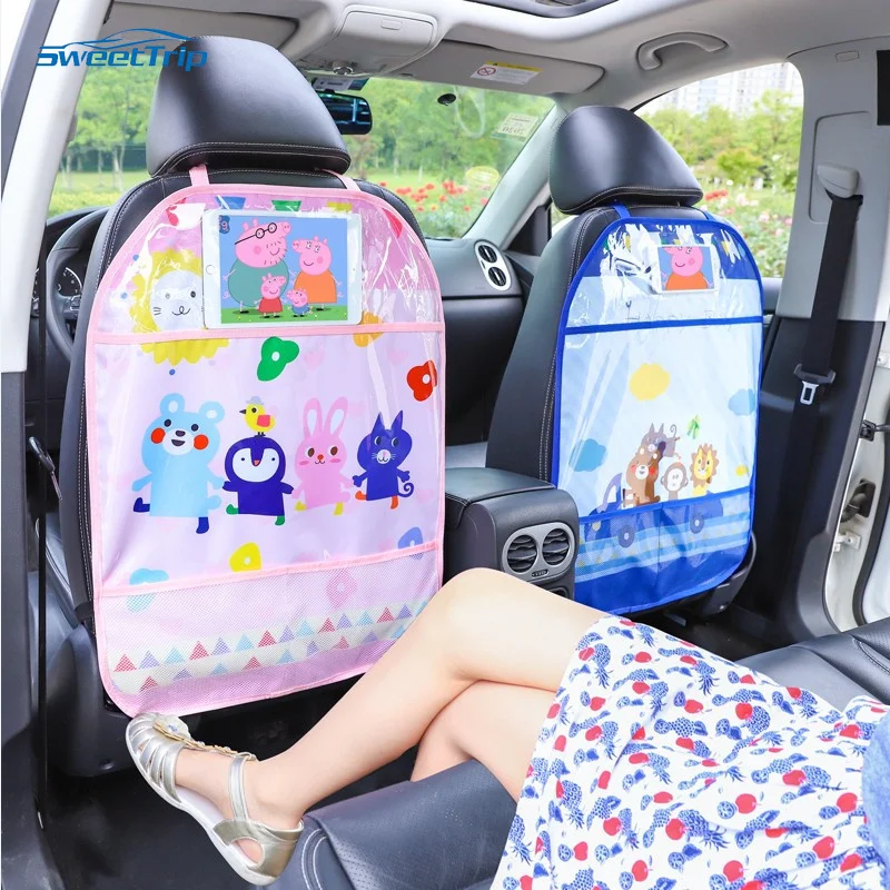 Autosedačky chrbta karikatúry Cartoon Car Anti Kick Mat s taškami Autá autá chránič sedadla pre deti