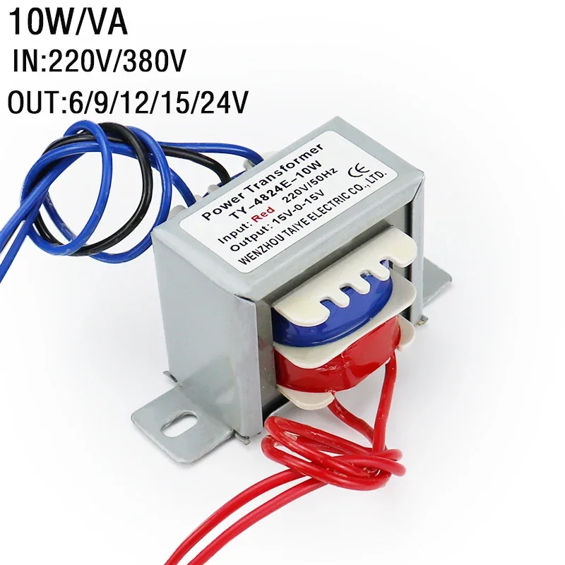 Autotransfor 10W/VA Power Transformer AC220V na 6 V 9V 15V 24V EI AC380V do AC24V Elektronický napäťový transformátor