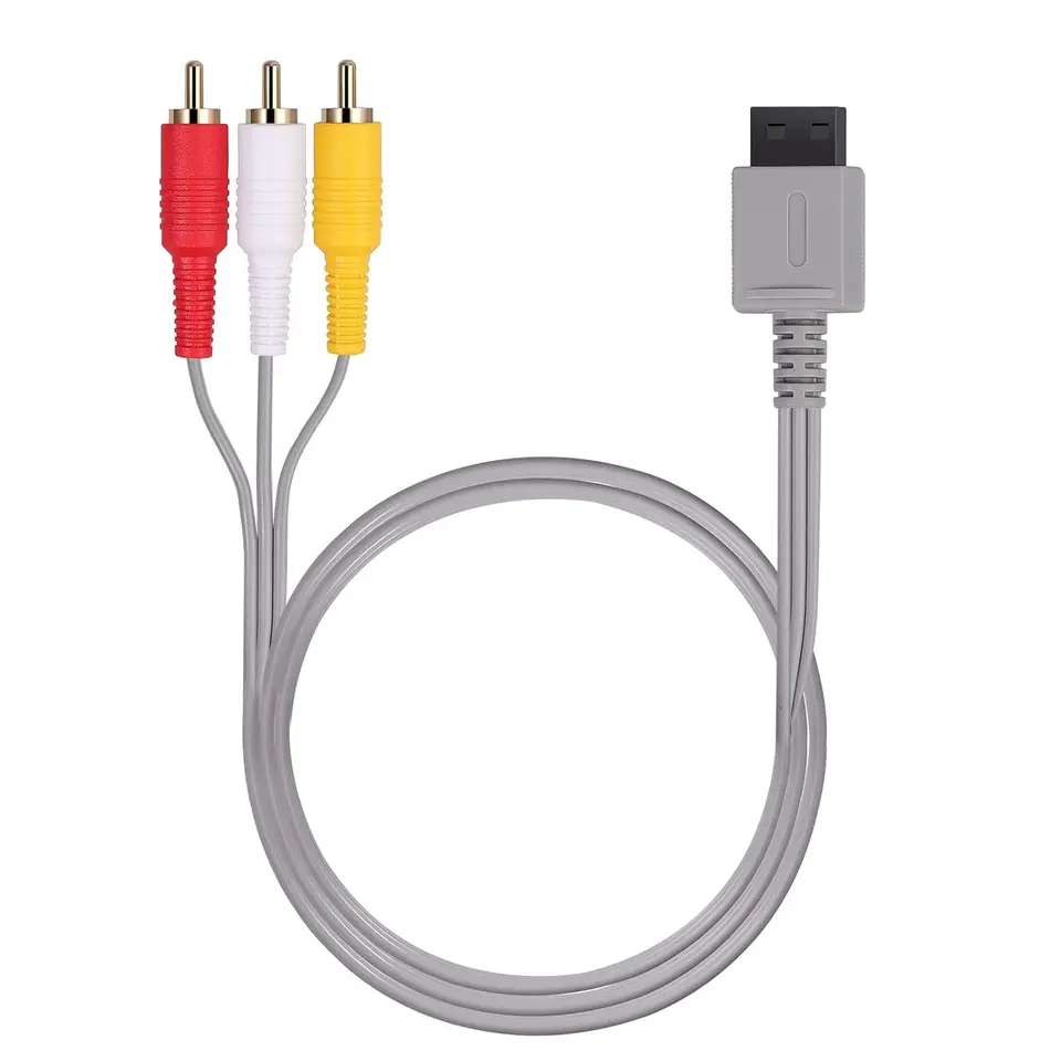 Autoutlet 6ft Wii/Wii U AV kábel, 1,8 m Composite Retro 3 RCA Gold-Plated Audio Video AV Standard Cord pre Nintendo Wii Wii U