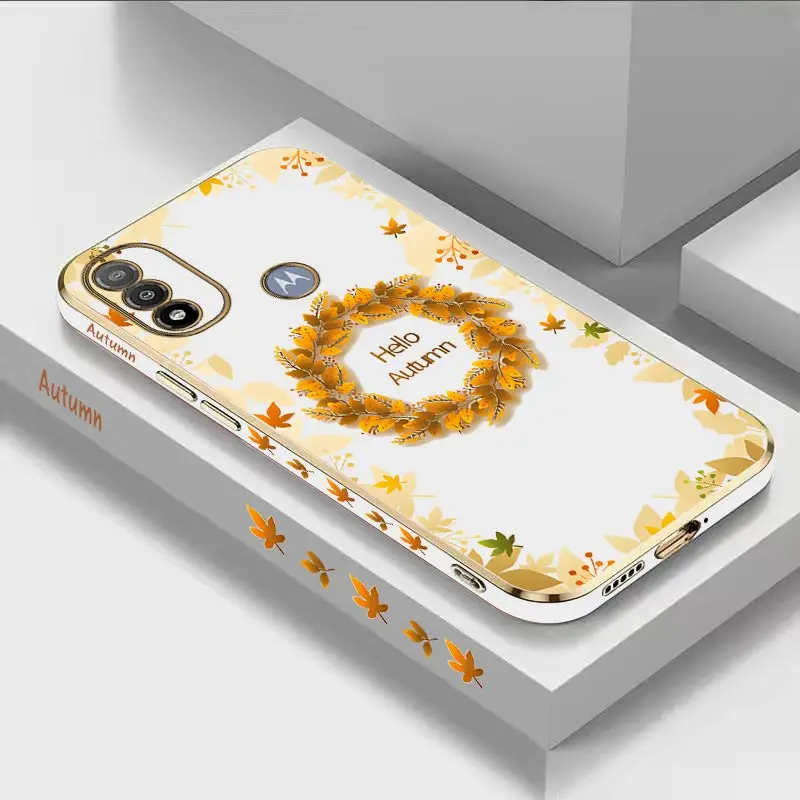 Autumn Reath Luxury Pasting Telefón puzdro pre Motorola Moto E20 E20 E22 E7 E22i E7Power E13 E7Plus E6S G13 G23 G32 G30 G22 Kryt
