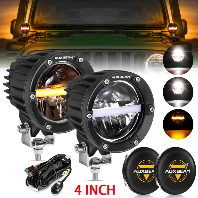 AuxBeam 2ks 4 palce 110W 11000lm LED pracovné svetlo s Amber DRL pre vyzdvihnutie nákladných vozidiel Offroad