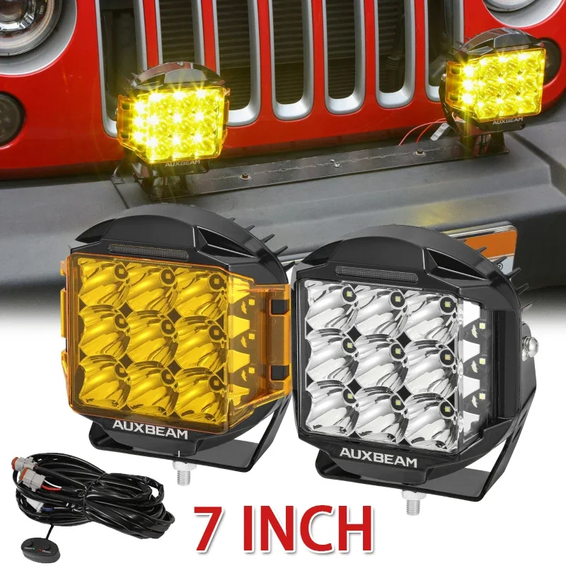 Auxbeam 7 palcov LED dióda LED svetlo s dvojitým svetlom strelca a Amber DRL na vyzdvihnutie nákladných automobilov Offroad
