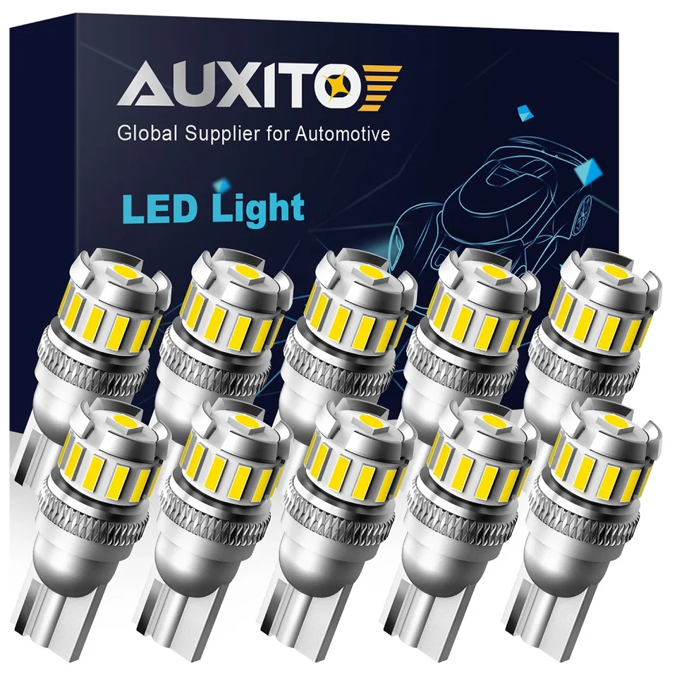 Auxito 10x W5W T10 LED žiarovky LIMP Parking Poloha polohy svetiel Canbus Interiérové ​​svetlo 6500K 168 194 pre BMW VW Mercedes Audi A3 A3 E60