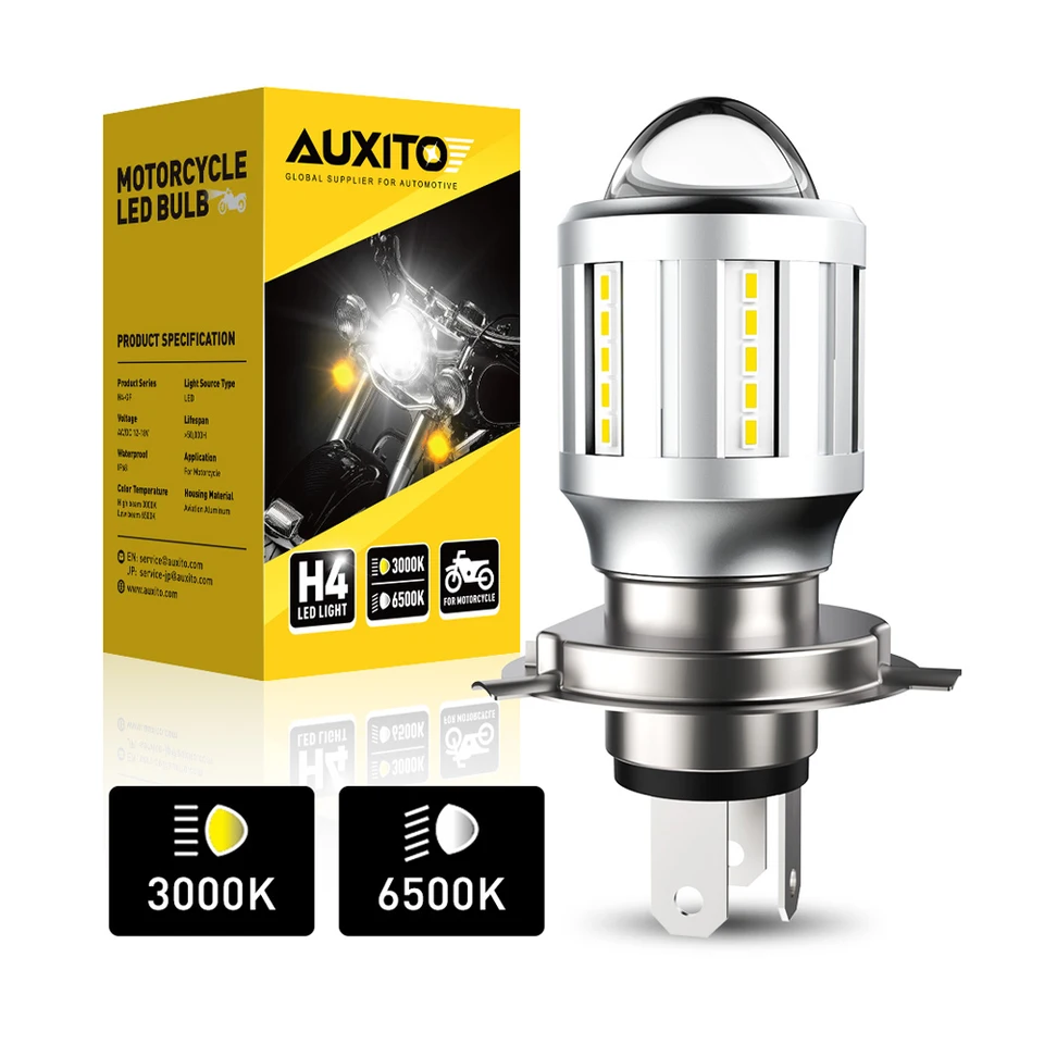 Auxito 1x 9003 H4 LED HI/LO MOTORYCLE SLEDNETBLE Žiarovka pre Kawasaki YAMAHA XSR 700 Xtribute XSR 900 HONDA DUAL Color WHITE WHITE ŽLLELNE