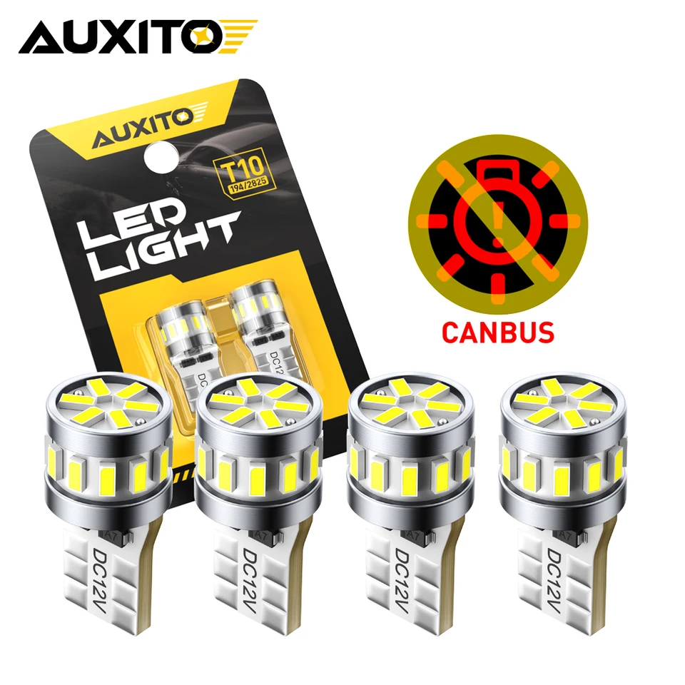Auxito 4/2ks Canbus T10 W5W LED auta Interiérové ​​žiarovky 5W5 194 168 LED čítanie Dome Lamp Marker Klinovia ŠPZ