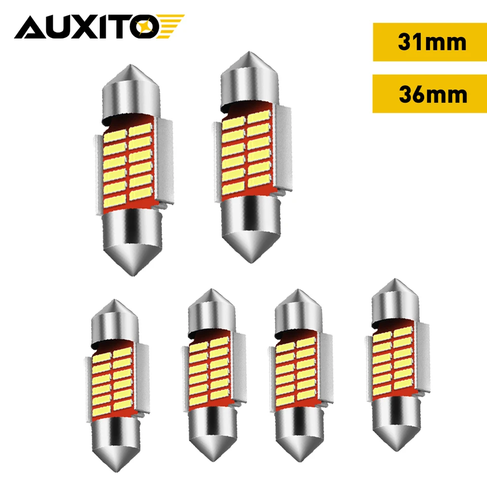 Auxito 6/2ks festoon 12 SMD LED 31 mm 36mm CANBUS C5W LED chyba bezplatne Čítanie interiéru 6000K biele kupoly pre BMW Audi