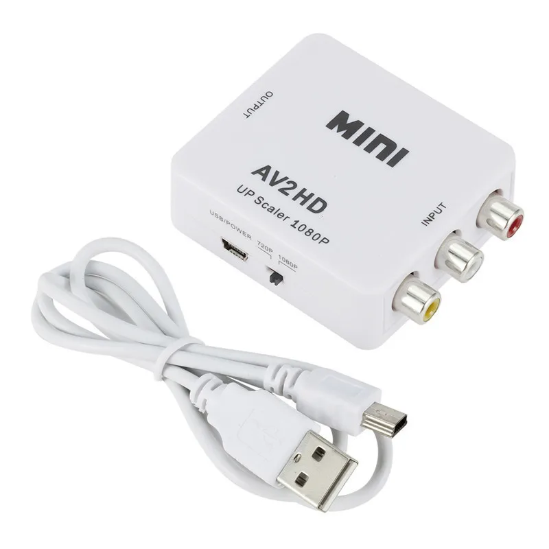 AV RCA CVBS na HDMI-kompatibilný 1080p Video prevodník Mini AV2HDMI Adapter Converter Box pre HDTV Projector Set Top Box DVD DVD