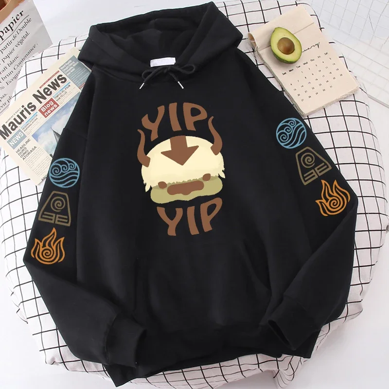Avatar Posledný mikina Airbender Men Men Ženy Appa yip Letter Print dlhý rukáv 2024 jar jesenná anime top mikina plussize