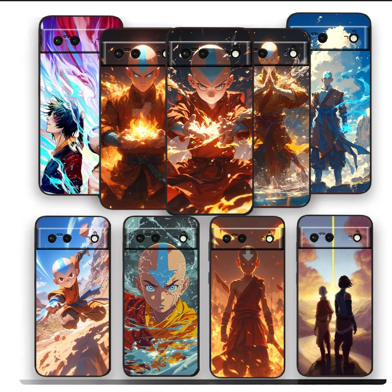 Avatar The Last Airbender Cool pre Google Pixel 9 8 7a 7 6a 6 5a 5 4 4a XL 5G Čierny kremíkový nárazový odvzdušňový puzdro fonda