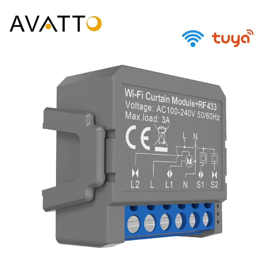 Avavato tuya wifi záves modul RF433 Modul prepínača diaľkového ovládača pre prácu s slepým uzáverom pre prácu s motorom Google Home Alexa