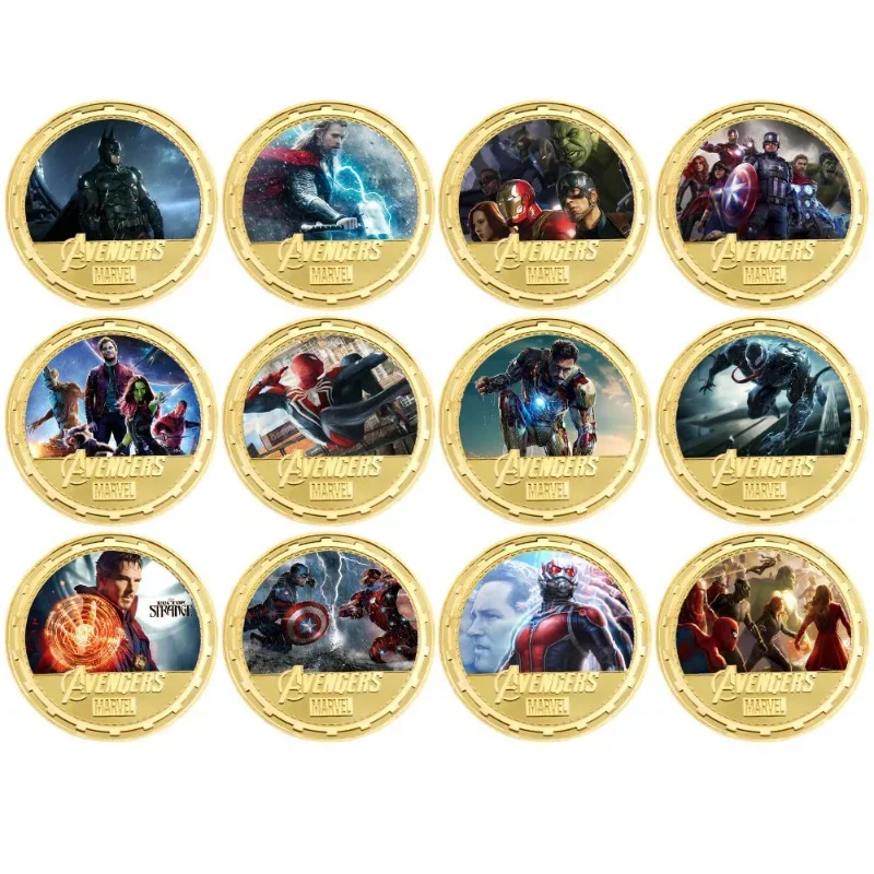 Avengers Alliance Marvel Series Pamätné mince Iron Man Spider-Man Thor Pamätné zbierky medaily Darčeky pre priateľov