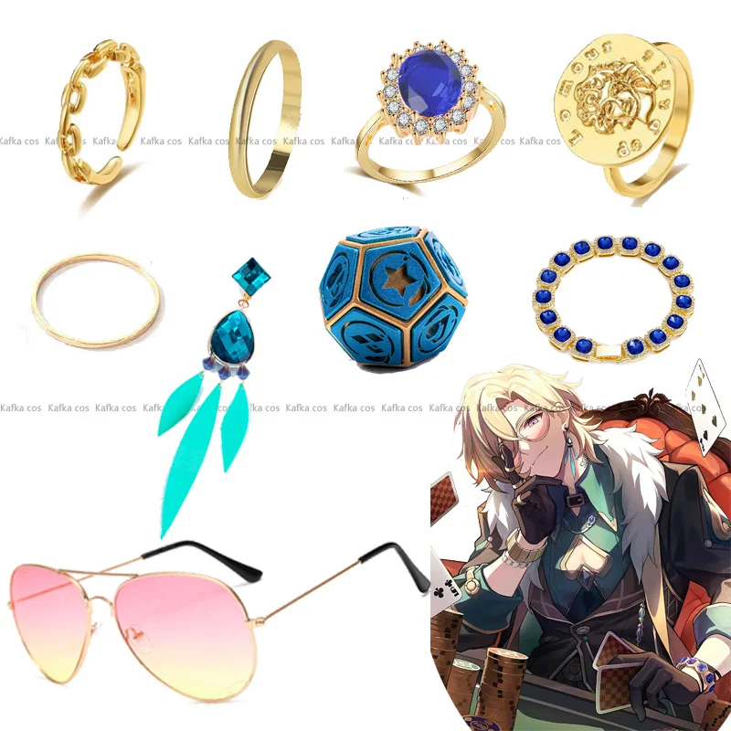 Aventurín cosplay slnečné okuliare náušnice hra Honkai Star Rail Racelet Rings Rings Dice Men Ženy Halloween Party rekvity príslušenstvo Anime Anime