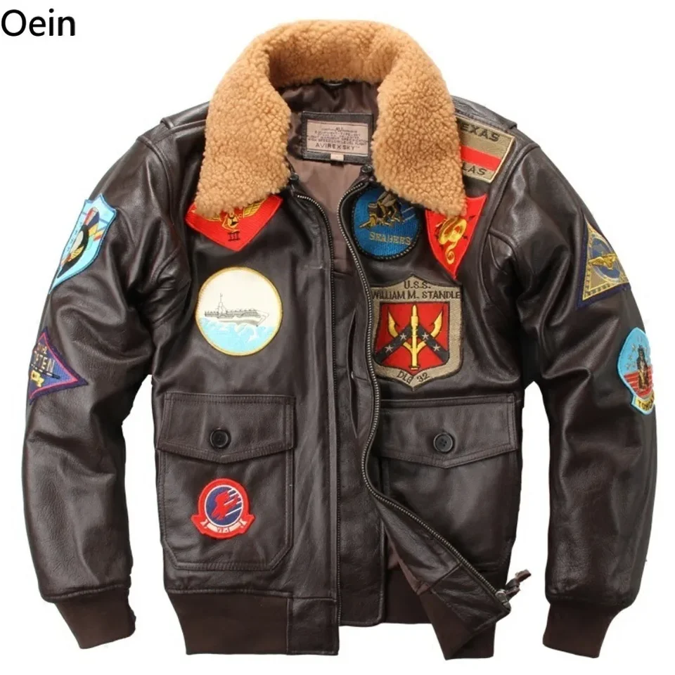 AVIREX FLET BUND FUR COLLAR Originálny kožený odznak handrička Pasta kvetinová bunda Men Slim Fit Zipper Coat Warm Winter 3Color