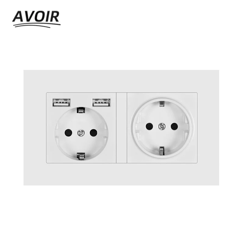 AVoir USB Nabíjací port EÚ ELEKTRICKÉ SOCKETY DUAL USB Plug 5V 2A Skladacia stena Elektrické zásuvky elektrické výstupy Plug PC PCE 16A 220V