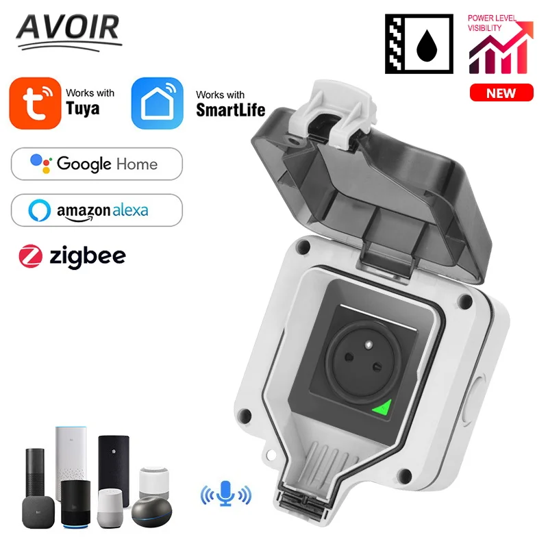 AVoir Zigbee Tuya IP66 Outdoor Witerproof Socket časovač spínač WiFi Smart Fr Power Sucers s USB spolupracuje s Alexa Google Home