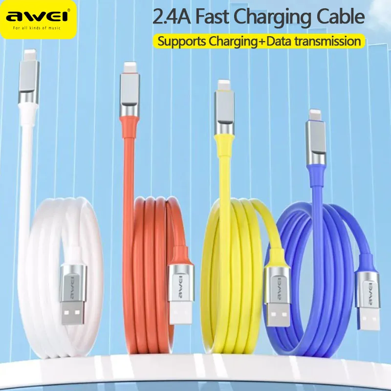 AWEI CL-206 USB kábel pre iPhone14 12 11 Pro Max Xiaomi Samsung Huawei 5A Rýchle nabíjanie kábla USB Data Line USB