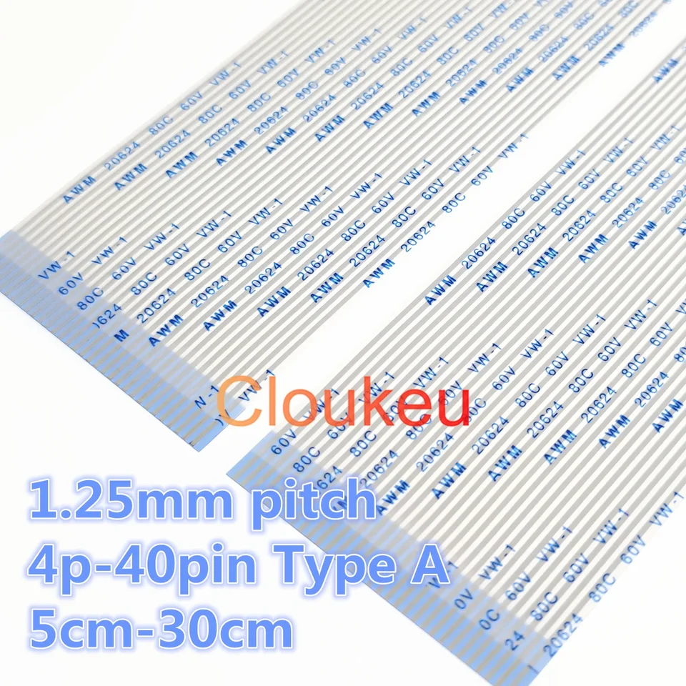 AWM 20624 80C 60V VW-1 FFC FPC Flexibilný plochý kábel 1,25 mm 5cm-30cm 4p-40pin Typ
