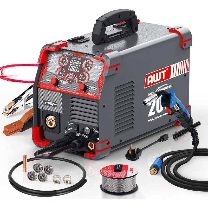 Awt Mig Welder, 200Amp 8 v 1 plynový mig/bez plynového toku jadro MIG/Stick/Lift Tig/Spot Welding/Streol Gun Hliníkový zvárač Mig Welder