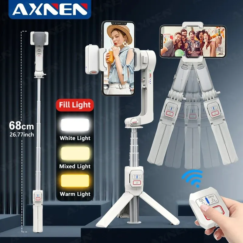 Axnen A10 Smartphone Runcheld Gimbal selfie statív s výplňou rozširujúcu tyč, stabilizátor videa pre telefón pre iPhone Android