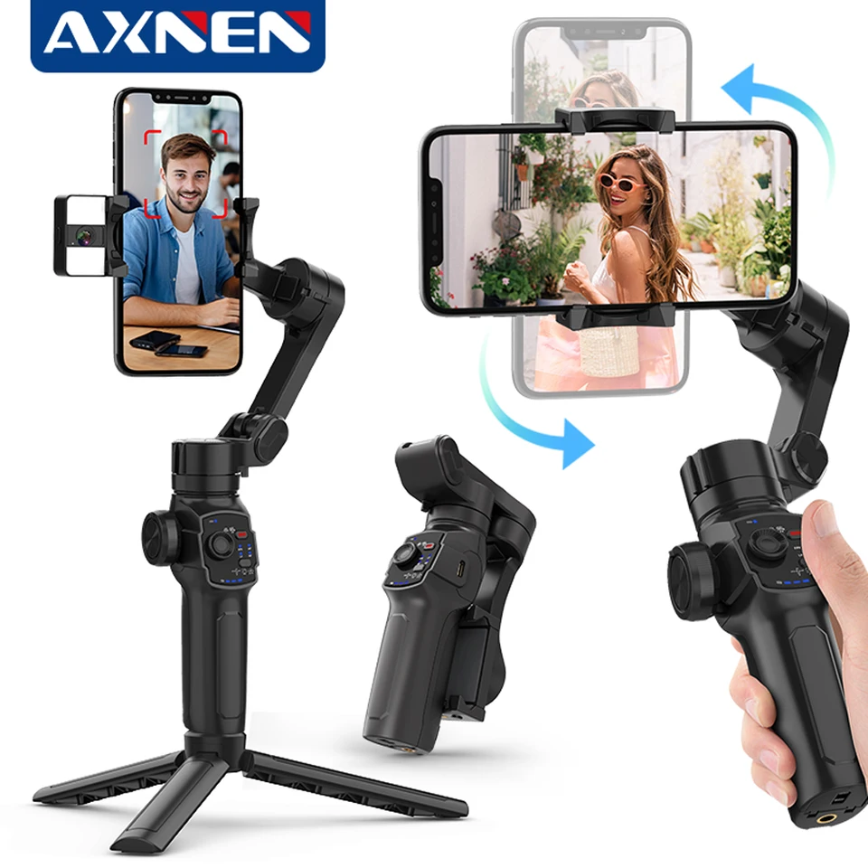 Axnen HQ4 Vlog Kit, 3-osá vreckový gimbal stabilizátor s predĺženou tyčou pre mobilný telefón s Android