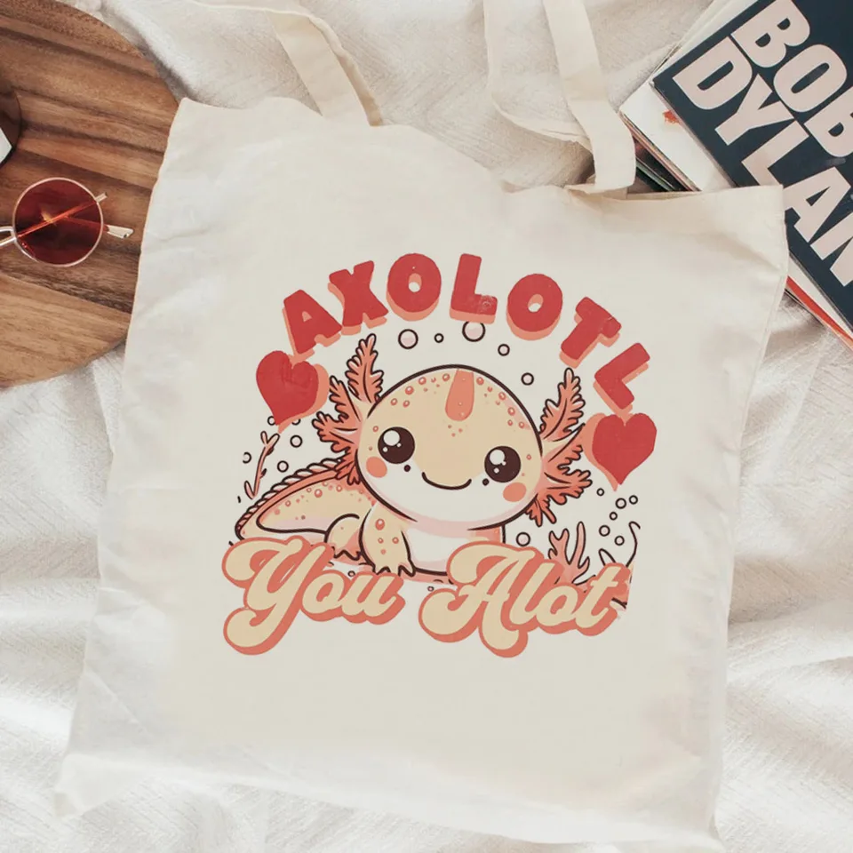 Axolotl nákupné tašky Canvas Opätovne použiteľné vrecko na recyklovanie vrecka na kupujúci vrecko na opätovné použitie vak Cabas Sacolas