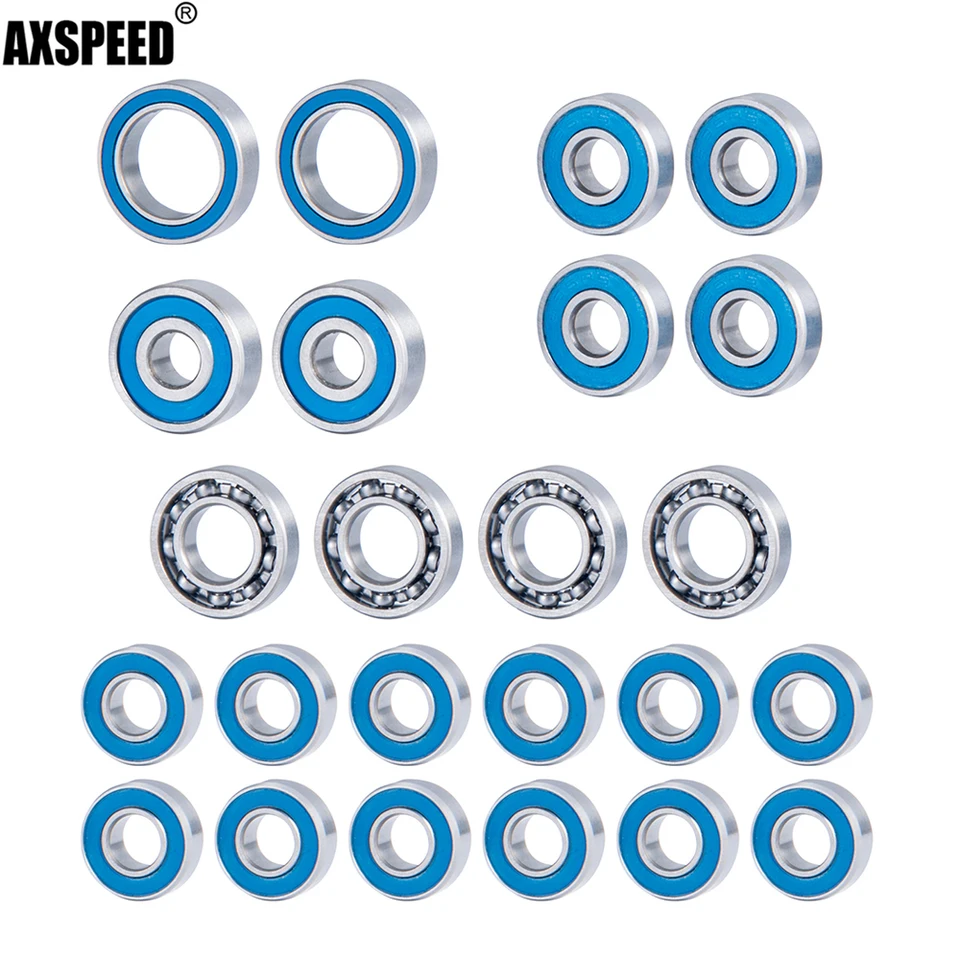 AxSpeed ​​24ks utesnená ložisková súprava chrómová oceľ pre 1/10 RC Crawler CAR Axial Capra Currie F9 predné a zadné nápravy