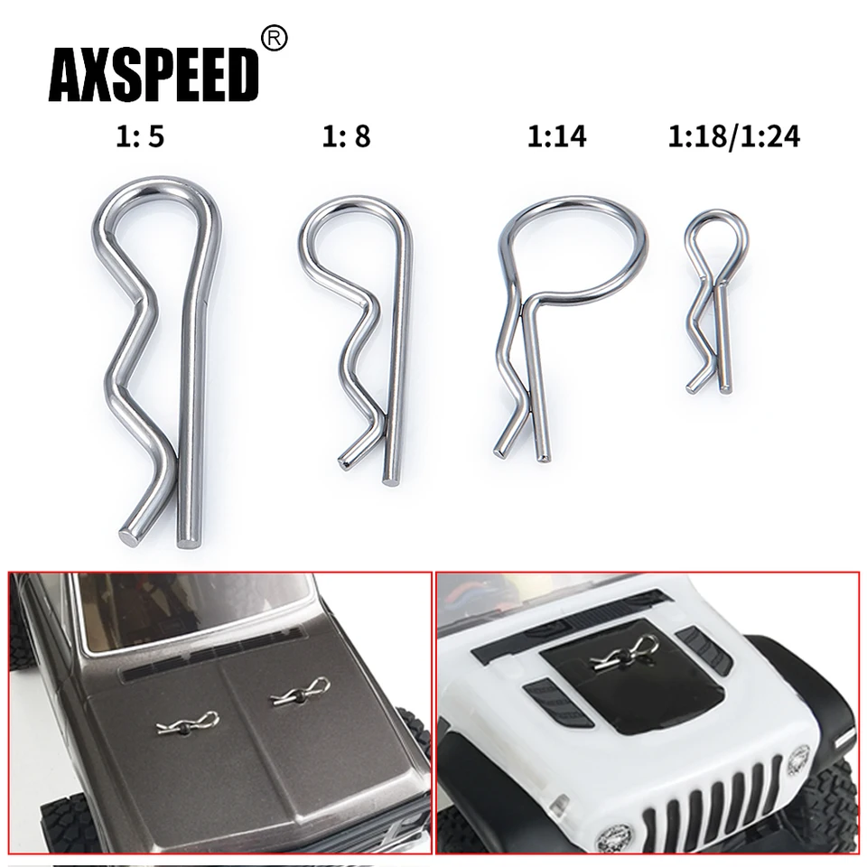 AxSpeed ​​50ks R Clips Pin Pin pre Trx4-M axiálny SCX24 Tamiya Kyosho 1/5 1/8 1/14 1/18 1/24 RC Model Model Body Body Shell Parts