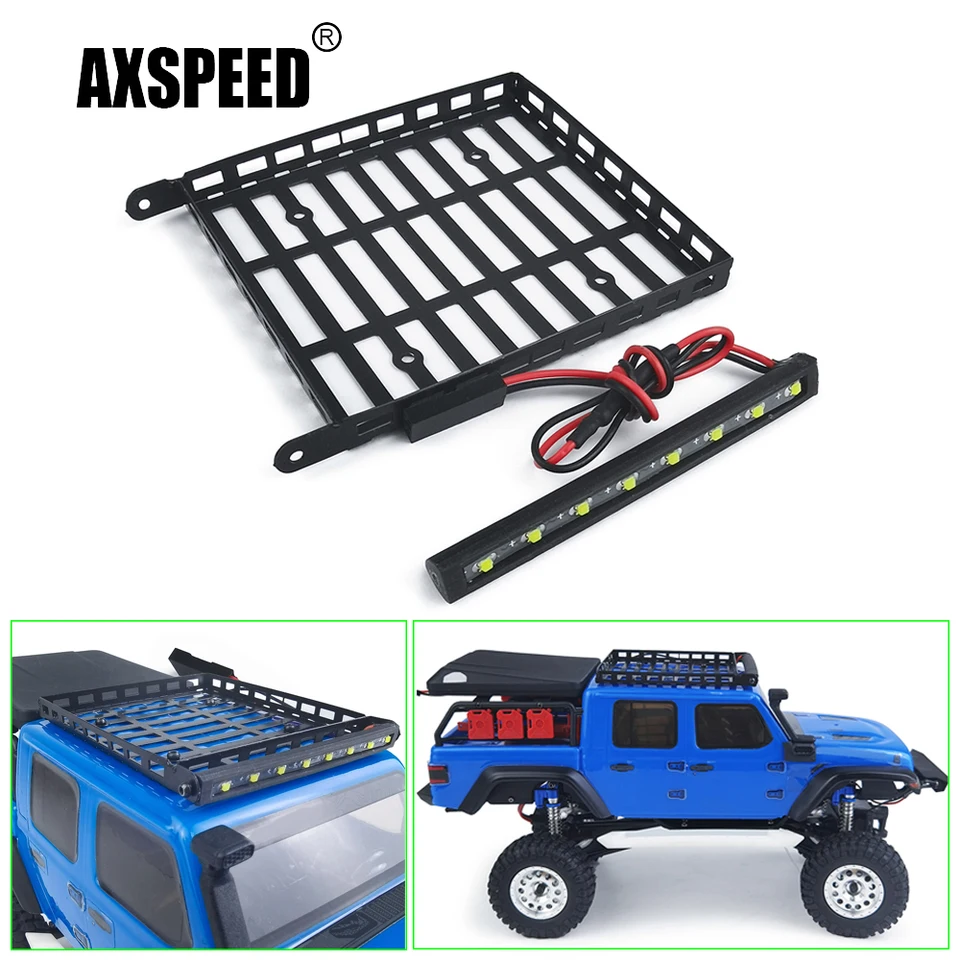 AxSpeed ​​Metal Rack Rack na nosenie LED svetlo LED pre axiálne SCX24 AXI00005 Jeep Gladiátor 1/24 RC DECORÁCIA Auto Doplnky