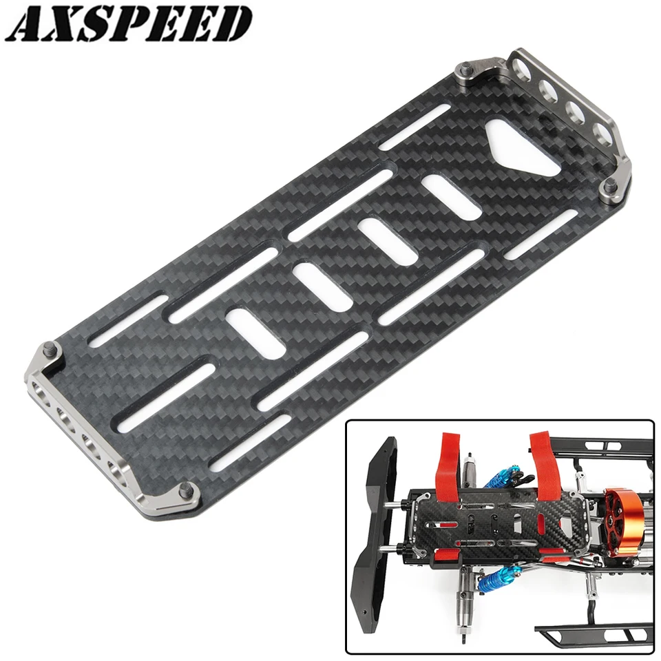 AxSpeed ​​RC Car Battery Montact Plate Tray Uhlíkové vlákno pre 1/10 RC Crawler Axial SCX10 upgrade príslušenstvo