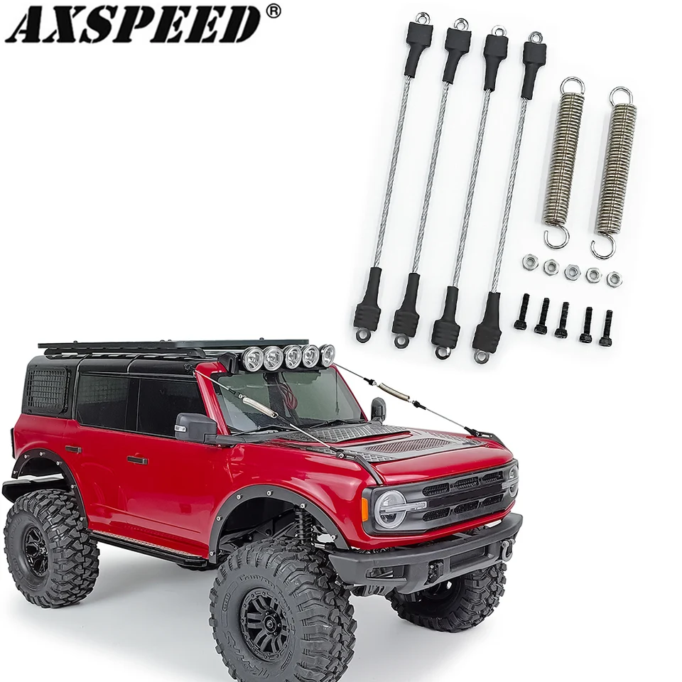 AxSpeed ​​RC Modifikované diely oceľové lano Dual Pull Oceľ Crossing drôt pružinové lano pre 1/10 Trx4 Bronco Accessories